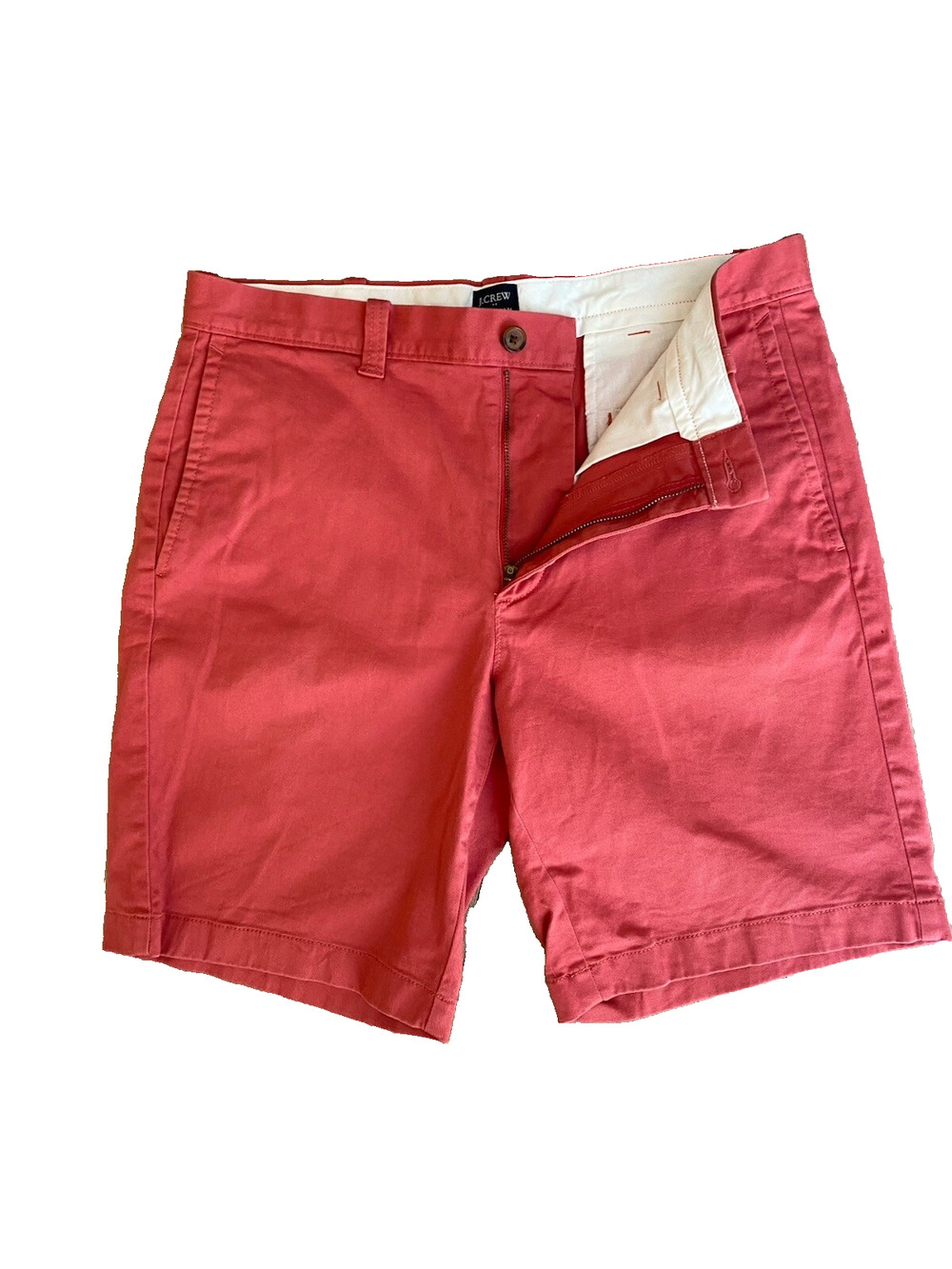 J Crew Shorts Mens Size 33W Orange Pink Preppy Summer Vacation Chino 9" inseam